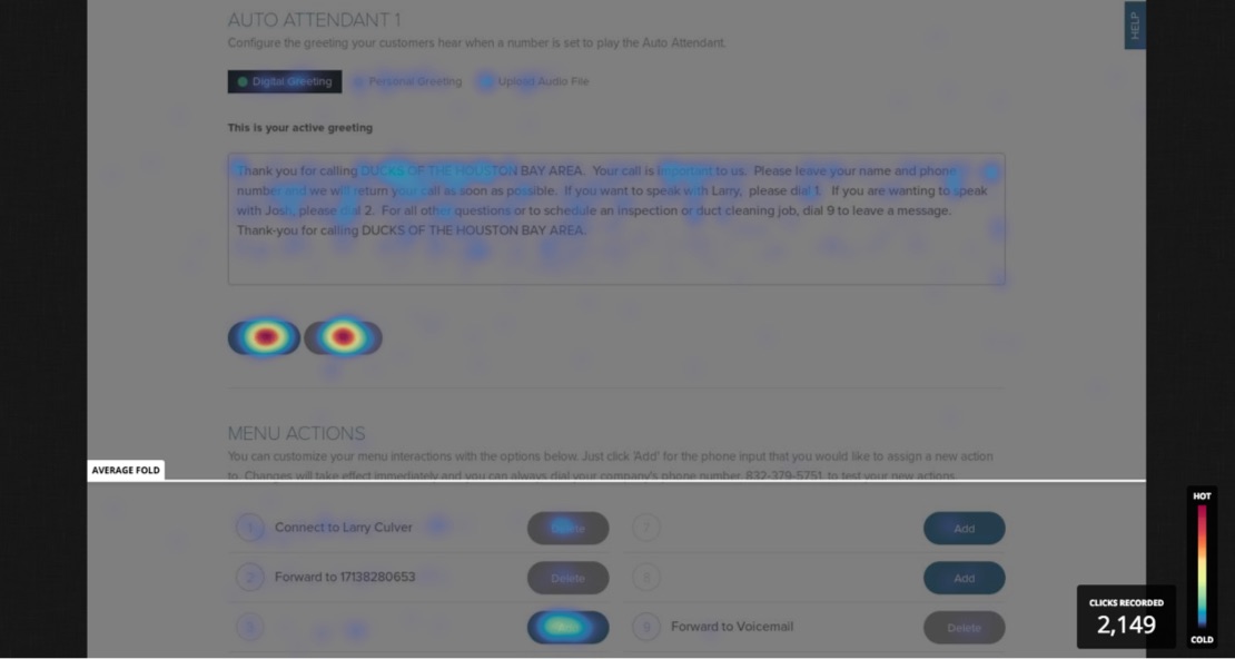 screenshot using hotjar
